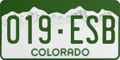 CO license plate 019ESB