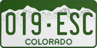 CO license plate 019ESC