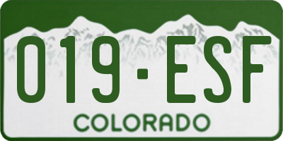 CO license plate 019ESF