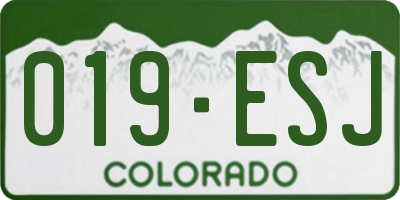 CO license plate 019ESJ