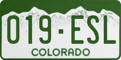 CO license plate 019ESL