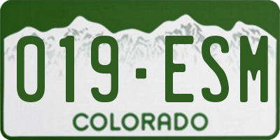 CO license plate 019ESM