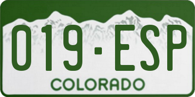 CO license plate 019ESP