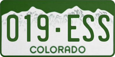 CO license plate 019ESS