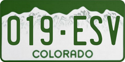 CO license plate 019ESV