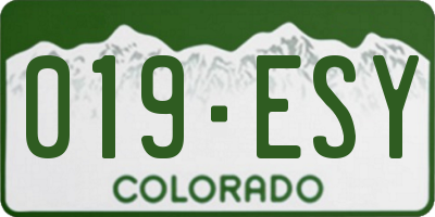CO license plate 019ESY