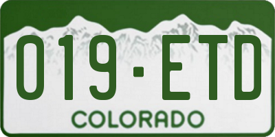 CO license plate 019ETD