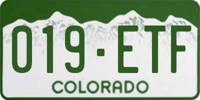 CO license plate 019ETF