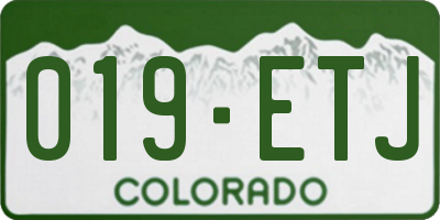 CO license plate 019ETJ