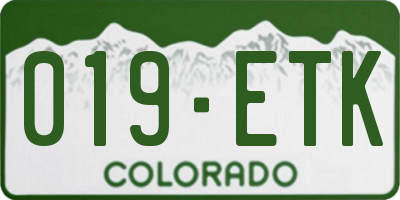 CO license plate 019ETK