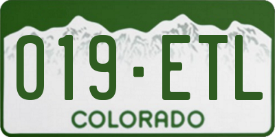 CO license plate 019ETL