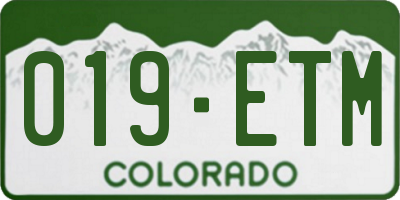 CO license plate 019ETM