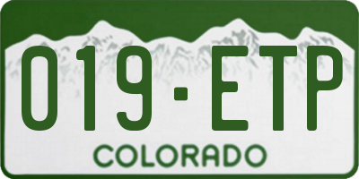 CO license plate 019ETP