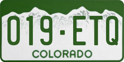 CO license plate 019ETQ
