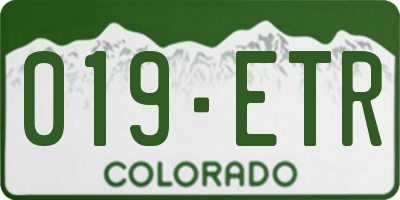CO license plate 019ETR