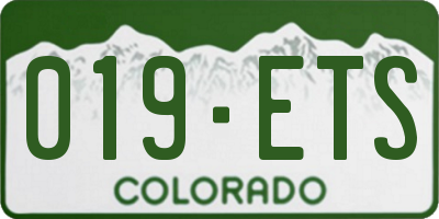 CO license plate 019ETS