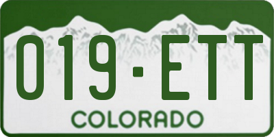 CO license plate 019ETT
