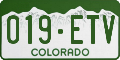 CO license plate 019ETV
