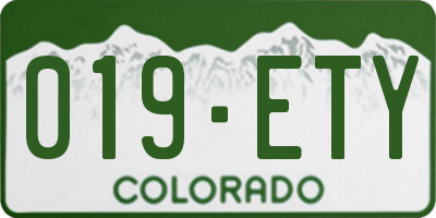 CO license plate 019ETY