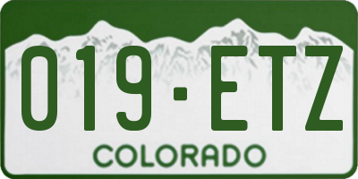 CO license plate 019ETZ