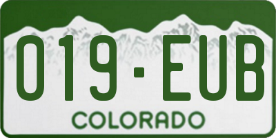 CO license plate 019EUB