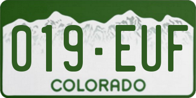 CO license plate 019EUF