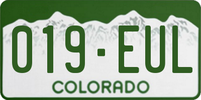 CO license plate 019EUL