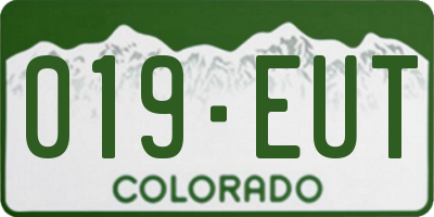 CO license plate 019EUT