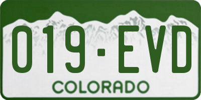 CO license plate 019EVD