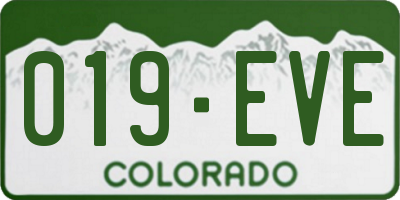 CO license plate 019EVE