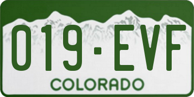 CO license plate 019EVF