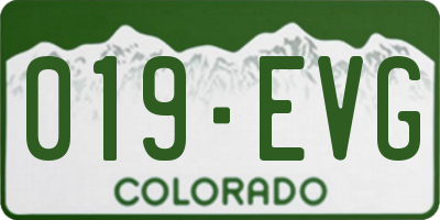 CO license plate 019EVG