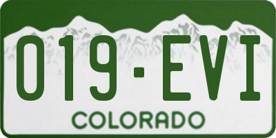 CO license plate 019EVI