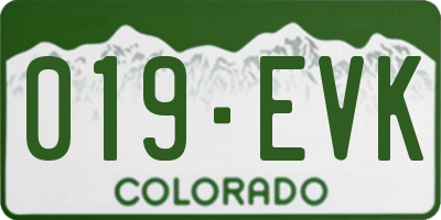 CO license plate 019EVK
