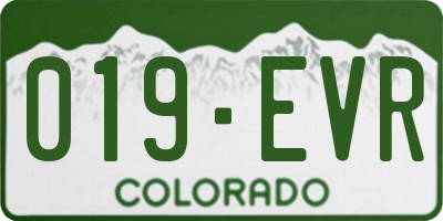 CO license plate 019EVR