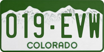 CO license plate 019EVW