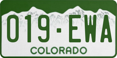 CO license plate 019EWA