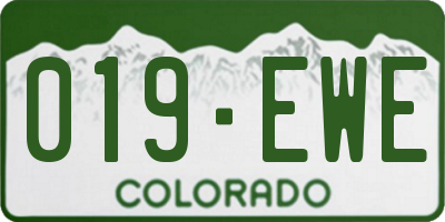 CO license plate 019EWE