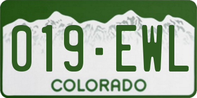 CO license plate 019EWL
