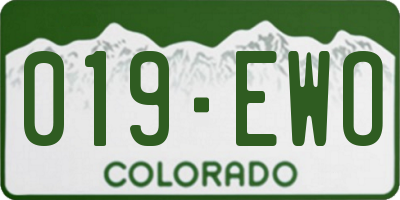 CO license plate 019EWO