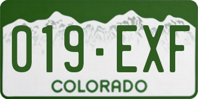 CO license plate 019EXF