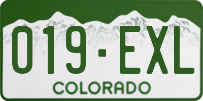 CO license plate 019EXL