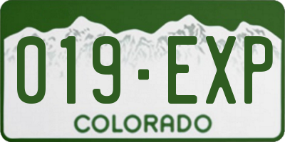 CO license plate 019EXP