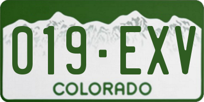 CO license plate 019EXV