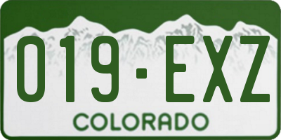 CO license plate 019EXZ