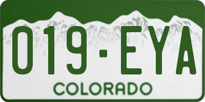 CO license plate 019EYA