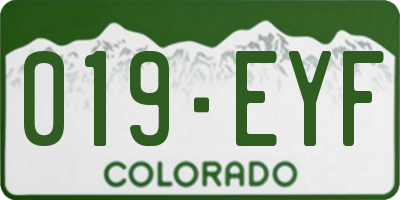 CO license plate 019EYF