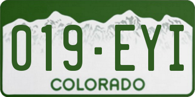CO license plate 019EYI