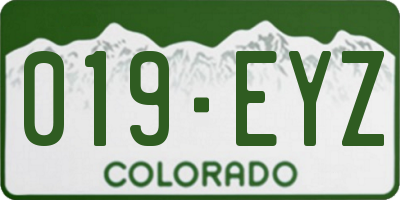 CO license plate 019EYZ