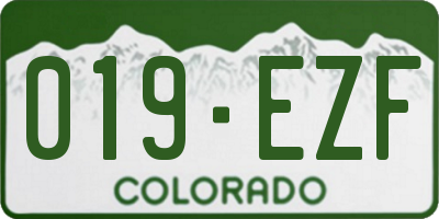 CO license plate 019EZF